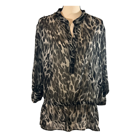 Charter Club Women's Black/White Animal Print Top Blouse Size XL - Picture 1 of 9